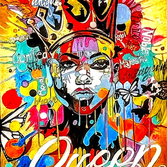 Queen tings 18x22 acrylic painting on stretched canvas